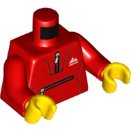 Torso Tracksuit Jacket, Zipper across Belly, Pocket Print, Red Arms, Yellow Hands