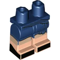 Hips with Dark Blue Legs and Light Nougat Boots Pattern with Asymmetric Skirt, Black Shoes Print