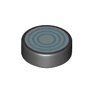 Tile Round 1 x 1 with White/Medium Blue Circles print