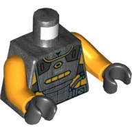 Torso Armor with Silver and Bright Light Orange Plates, and 'AIM' Print, Bright Light Orange Arms, Black Hands
