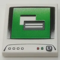 Tile 2 x 2 with Computer Monitor, Dark Bluish Gray Power Switch Dot Print