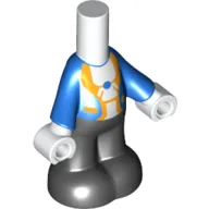 Microdoll Body Pants Black with Blue Vest, White Shirt, Gold Trim, White Hands print