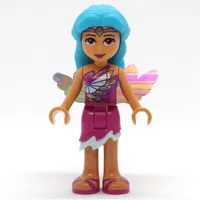 Claire - Magenta Dress, Cape, Medium Azure Hair