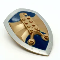 Large Figure Shield, 2 x 4 Brick Relief, Jayko Hawk with Dark Blue and Silver Print