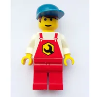 Mechanic, Red Overalls, Blue Cap, Printed Hair