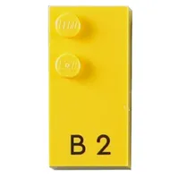 Braille Brick 2 x 4 with 2 Studs ⠃ and 'B 2' Print