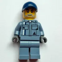 Scrapyard Worker, Sand Blue Overall, Dark Blue Cap