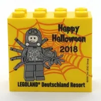 Brick 2 x 4 x 3 with 'LEGOLAND Deutschland Resort Happy Halloween 2018' Print