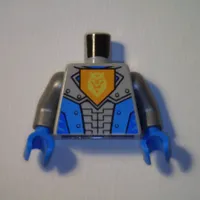 Torso Armor, Orange Emblem with Yellow Crowned Lion and Dark Azure Panels print, Flat Silver Arms, Blue Hands