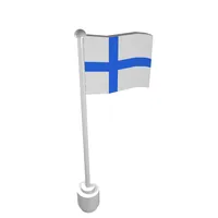 Flag on Flagpole, Wave with Finland Print