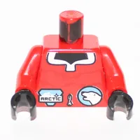 Torso Arctic Logo Small and Polar Bear Print, Red Arms, Black Hands