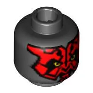 Minifig Head Darth Maul, Red Face, Yellow Eyes Print