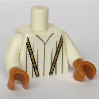 Torso Robe with Long Gold Necklace Print, White Arms, Medium Nougat Hands