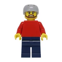 Red Torso, Dark Blue Legs, Light Bluish Gray Helmet