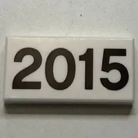 Tile 1 x 2 with Black '2015' Pattern