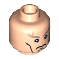 Minifig Head Colonel Dovchenko, Cheek Wrinkles, Stern Brown Eyebrows, Scars above Right Eye Print [Blocked Open Stud]