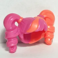 Hair Pigtails High Bouncy and Hole on Top with Coral Left Side Print
