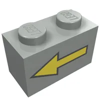 Brick 1 x 2 with Yellow Left Arrow with Black Border Print
