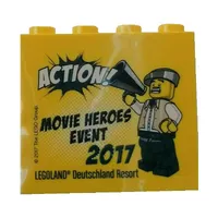 Brick 2 x 4 x 3 with 'LEGOLAND Deutschland Resort ACTION! MOVIE HEROES EVENT 2017' Print
