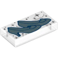 Tile 1 x 2 with Sand Blue Shoes print