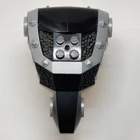 Large Figure Torso with Dracus Print, Black Front and Silver Trim, Brick 2 x 2 Relief