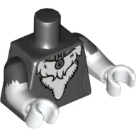 Torso, Dual Molded Arms, White Fur Stomach Print, Black Sleeves Pattern, White Arms and Hands