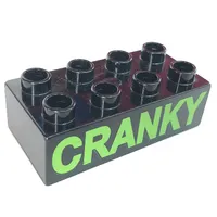 Duplo Brick 2 x 4 with 'CRANKY' Text Print