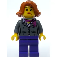 Dark Bluish grey Torso, Jacket, Dark Purple Legs, Dark Orange Hair