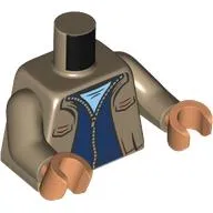 Torso, Jacket, Blue Sweater, Zipper, Bright Light Blue Shirt print, Dark Tan Arms, Nougat Hands