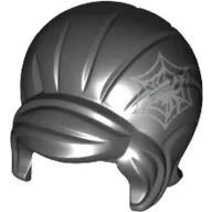 Hair Beehive Style with Sideways Fringe with Silver Spider in Web Print