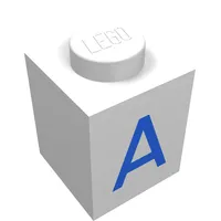 Brick 1 x 1 with Blue 'A' Print
