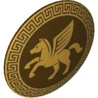 Shield Round Bowed with Rounded Front and Gold Winged Horse Print