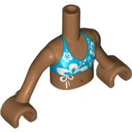 Minidoll Torso Girl with Dark Azure Bikini Top Print, Medium Nougat Arms with Hands