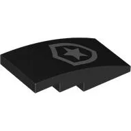 Slope Curved 4 x 2 No Studs with Silver Police Logo print