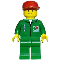 Man, Green Jumpsuit with Octan Logo, Red Cap