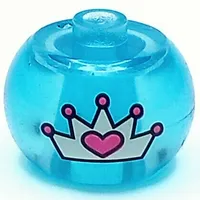 Pen Bead, Round Orb with Crown Print