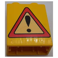 Duplo Brick 1 x 2 x 2 with Road Sign Exclamation Point Print