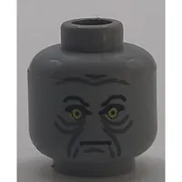 Minifig Head Palpatine (Emperor), Angry Eyebrows, Yellow Eyes and Gray Wrinkles Print