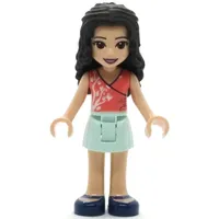 Emma - Coral Top, Light Aqua Skirt