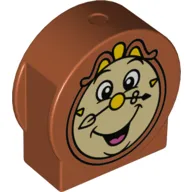 Duplo Brick 1 x 3 x 2 Round Top, Cut Away Sides with Cogsworth Clock Face Print