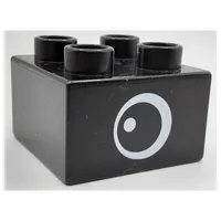Duplo Brick 2 x 2 with Eye, White Dot, White All Around Pupil Print, on Two Sides - Type 2