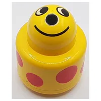 Primo Brick 1 x 1 with Round Rattle and Smiling Face, Red Spots Print