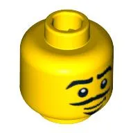 Minifig Head Musketeer, Eyebrows, Black Goatee and Moustache, White Pupils Print [Blocked Open Stud]