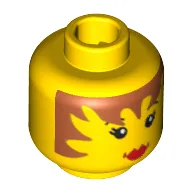 Minifig Head Gail Storm / Pippin Read, Brown Hair, Eyelashes, and Lips Print