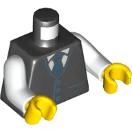 Torso Vest with White Shirt and Blue Tie, Buttons Print, White Arms, Yellow Hands