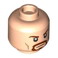 Minifig Head Boromir, Reddish Brown Eyebrows, Moustache, Beard, Mean Smile/Angry Stare print