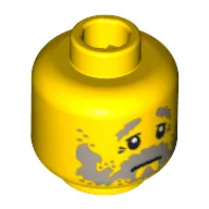 Minifig Head Pirate / Peasant, Scruffy Light Bluish Gray Beard, Downturned Mouth and Eyebrows, Crow's Feet and Wrinkles Print [Blocked Open Stud]