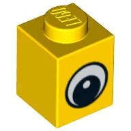 Brick 1 x 1 with Simple Black Eye with White Pupil Print