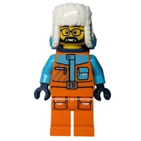 Arctic Explorer, STEVEGOESNORTH, Orange Suit, Dark Blue Hat and Backpack