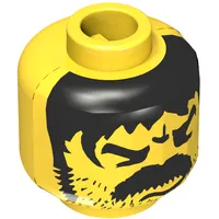 Minifig Head Western Bandit, Moustache Thick Angry and Long Hair and Stubble Print [Blocked Open Stud]
